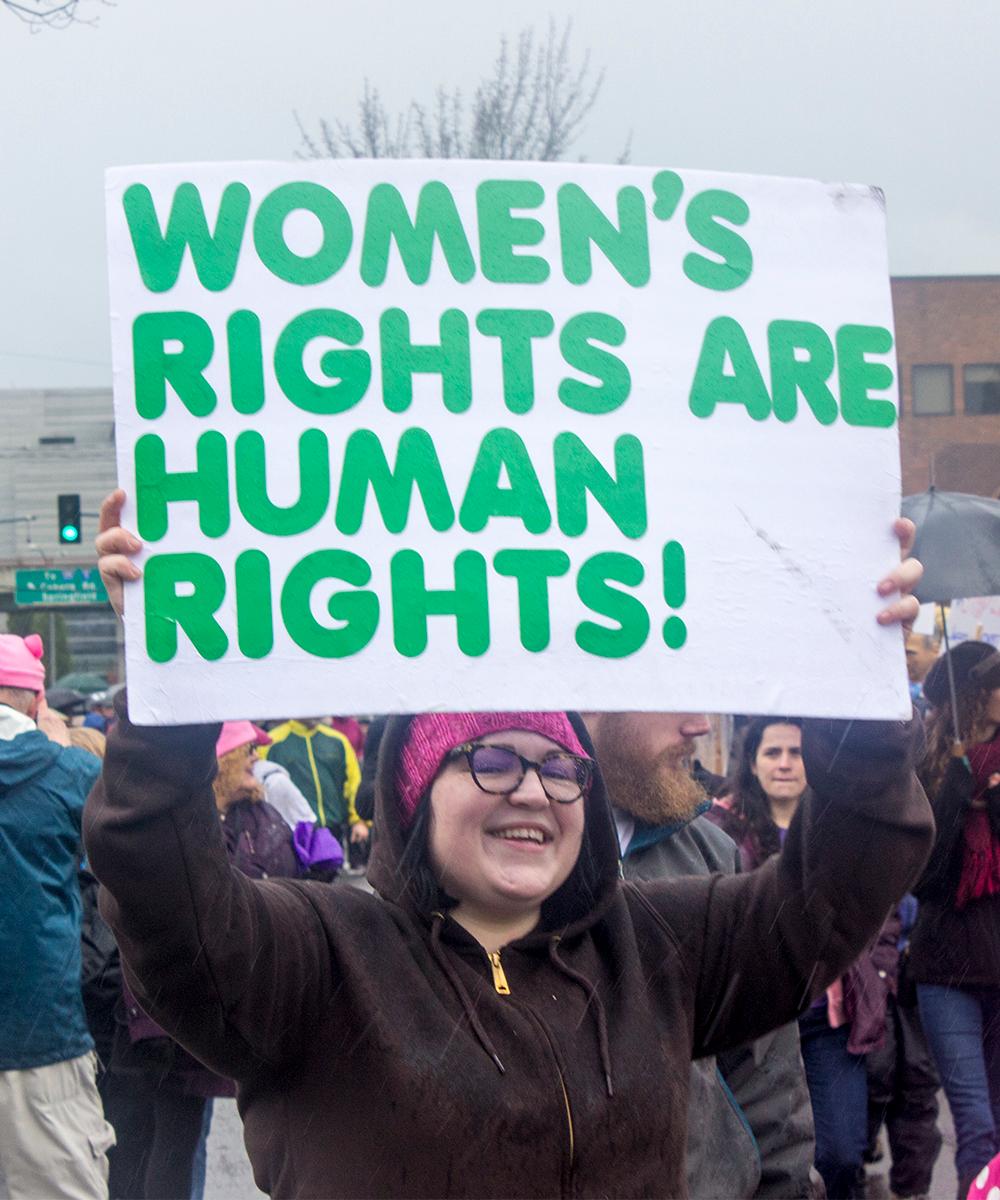 Photos Signs In The Crowd At The Eugene Womens March Kmtr 