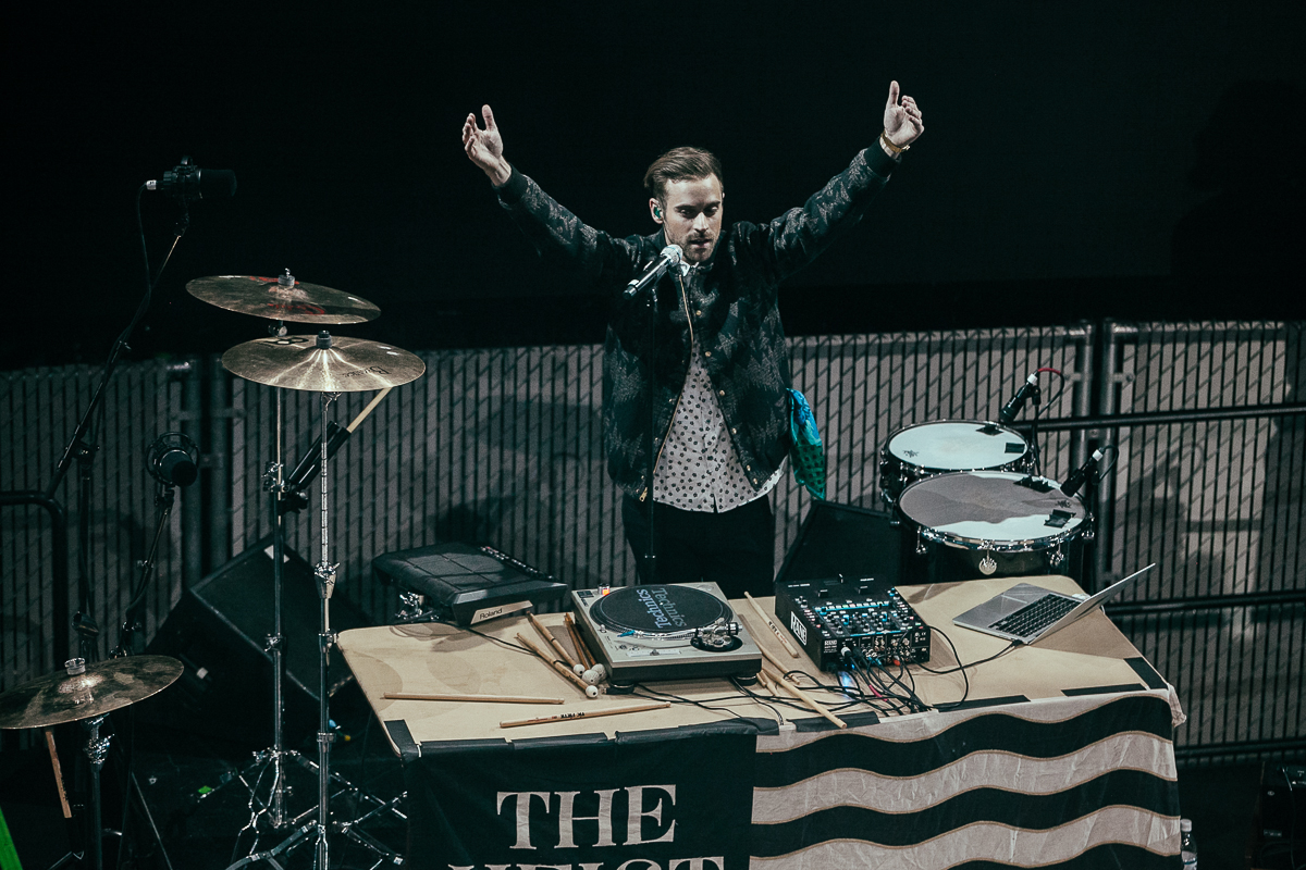 Macklemore and Ryan Lewis made a special appearance at EMP’s Vivid event for the new exhibition Spectacle. The new exhibit is all about music videos so in the spirit Macklemore and Ryan Lewis performed their award winning Thrift Shop and Can’t Hold Us to a screaming crowd. May 16th 2014. (Joshua Lewis / Seattle Refined)