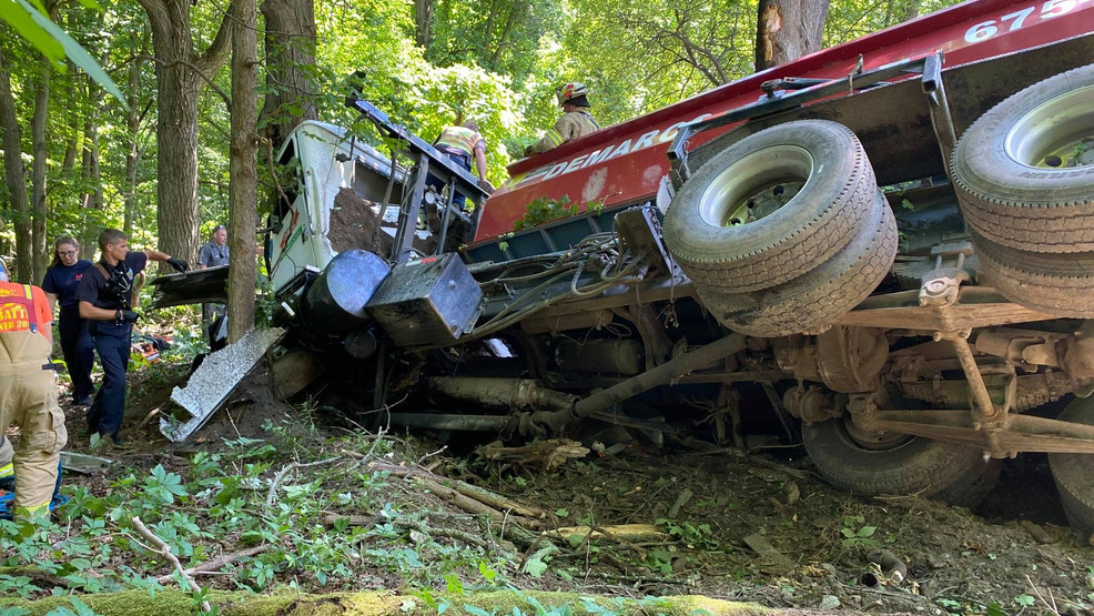 Dump Truck Driver Airlifted To Hospital After Crash Down 100 Foot ...