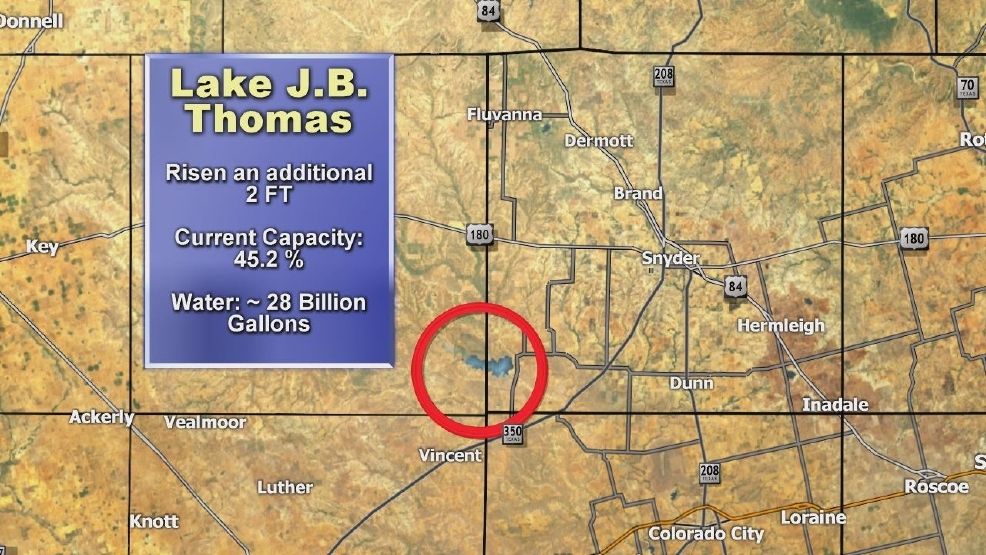 Snyder celebrates huge water level increase at Lake J.B. Thomas KTXS