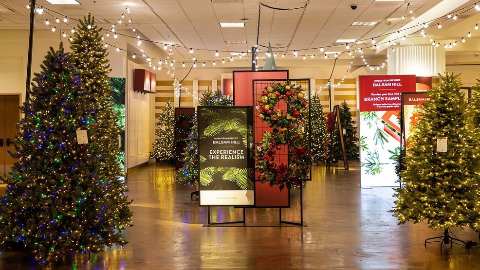 There's an indoor Christmas tree lot at Nordstrom in Bellevue Seattle