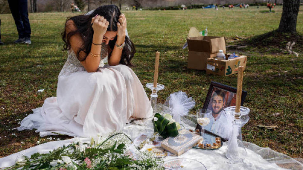 On would-be wedding weekend, Tennessee woman visits fiance’s grave after shooting